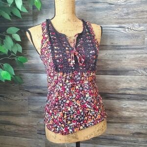 Socialite Halter Top Floral Lace Blouse Summer Spring Flowers Women's XS